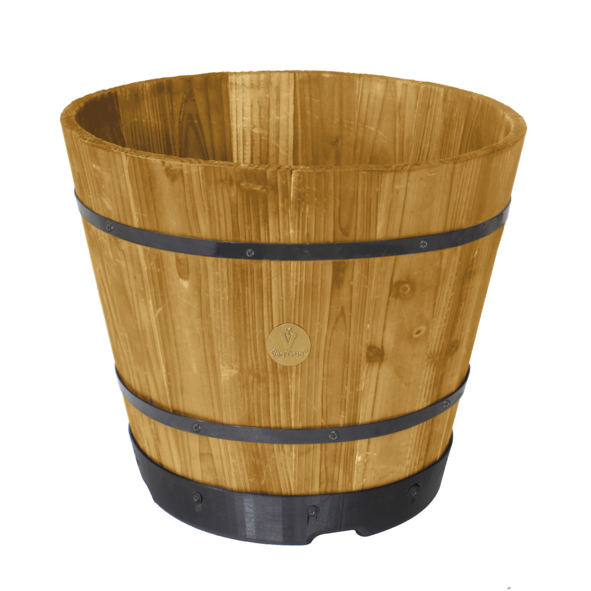 Wooden Barrel Planter (Natural) Garden World