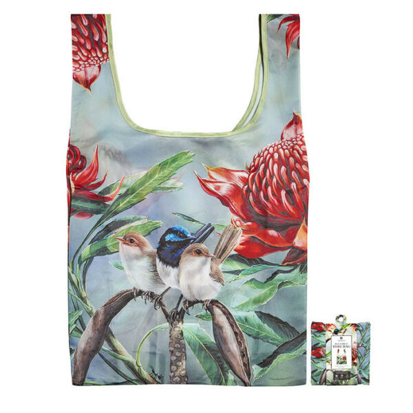 ashdene-australian-bird-flora-blue-wren-waratah-RPET-shopping-bag