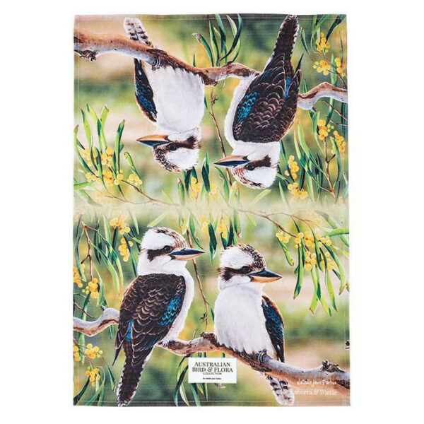 ashdene-australian-bird-flora-kookaburra-wattle-kitchen-towel