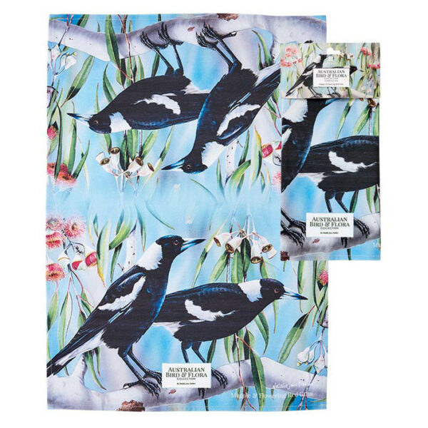 ashdene-australian-bird-flora-magpie-gum-kitchen-towel-display