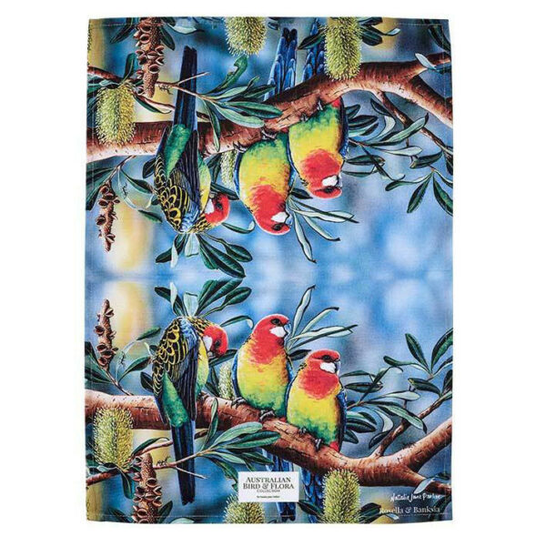 ashdene-australian-bird-flora-rosella-banskia-kitchen-towel