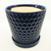 Dimple Turia Blue Pot with Saucer Large