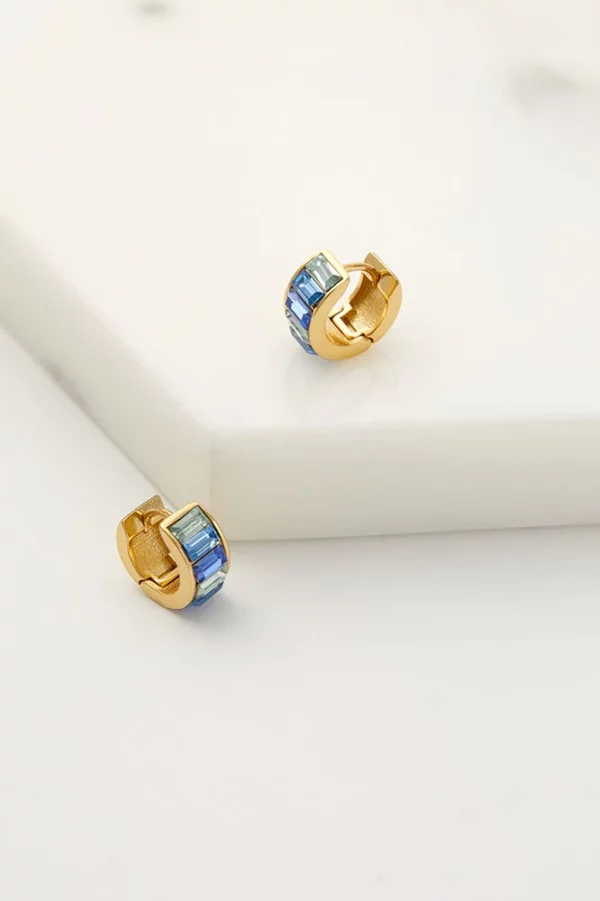 Kira Huggie Gold/Sapphire Earrings